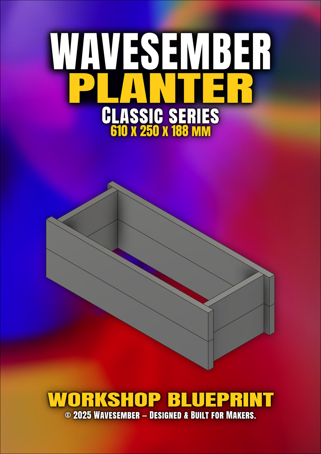 WAVESEMBER - Classic Series Small Rectangular Planter