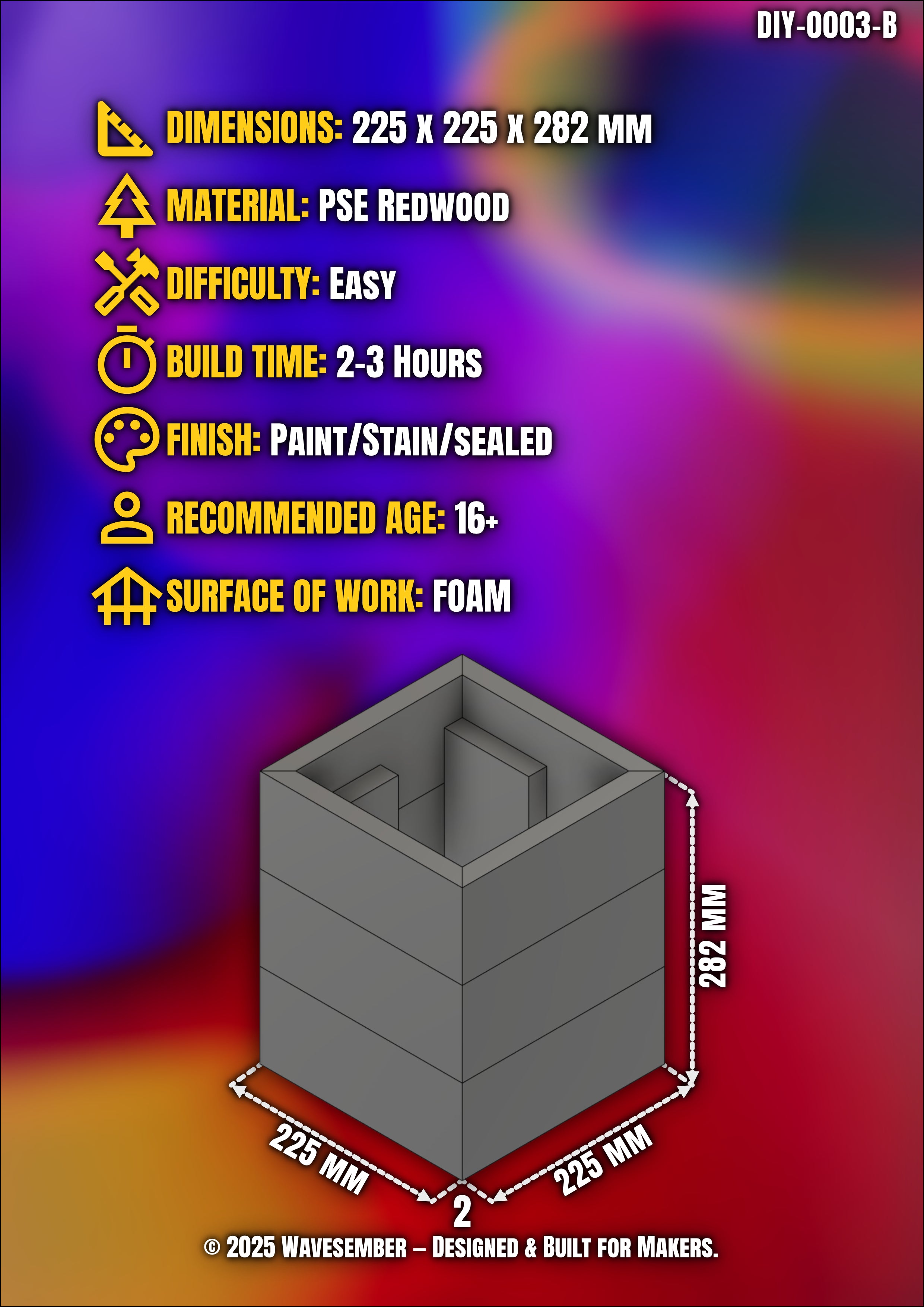 WAVESEMBER - Classic Series Small Square Planter