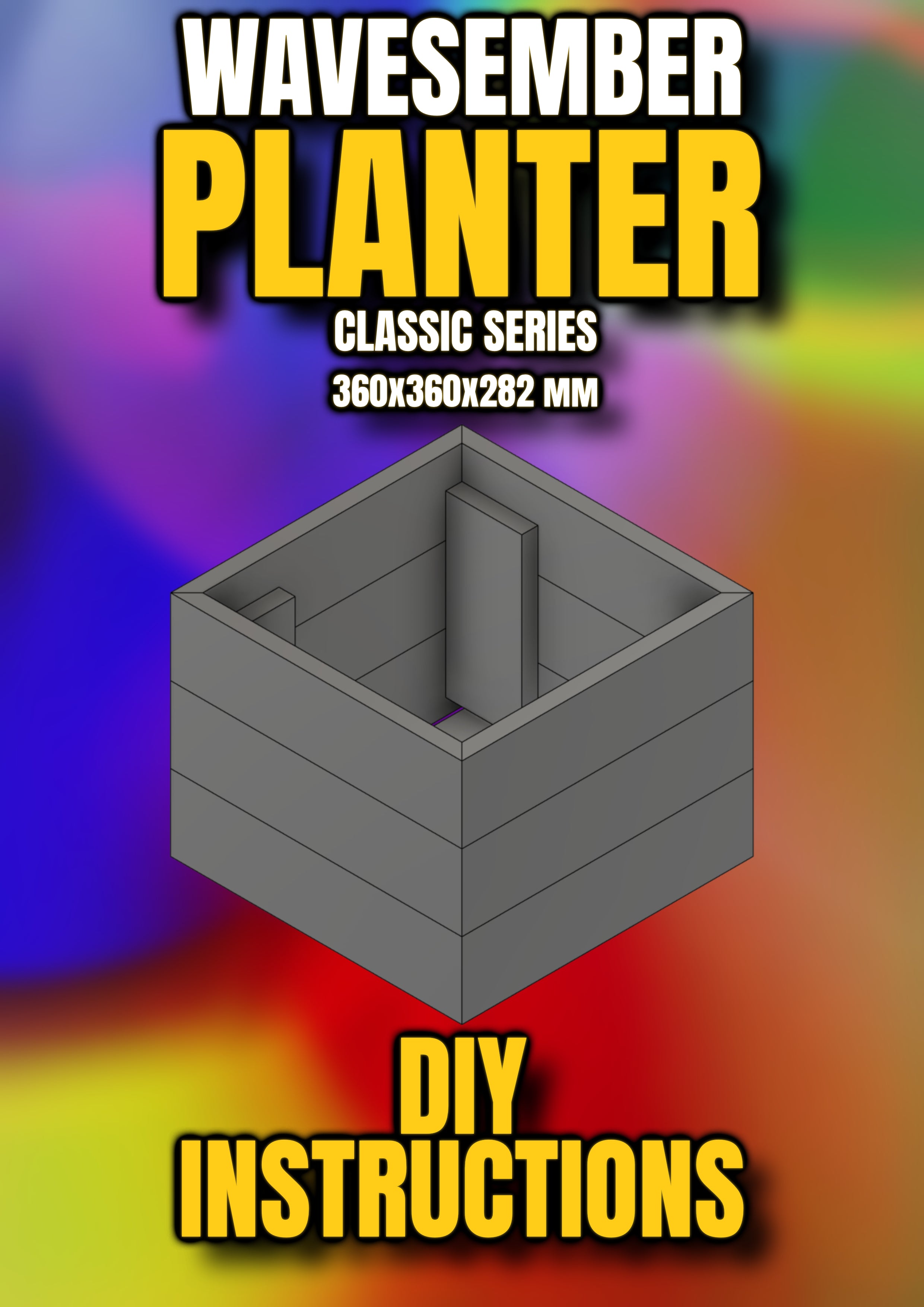 WAVESEMBER Planter – Classic Series (360×360×282 mm) | DIY Woodworking Guide & Build Plans