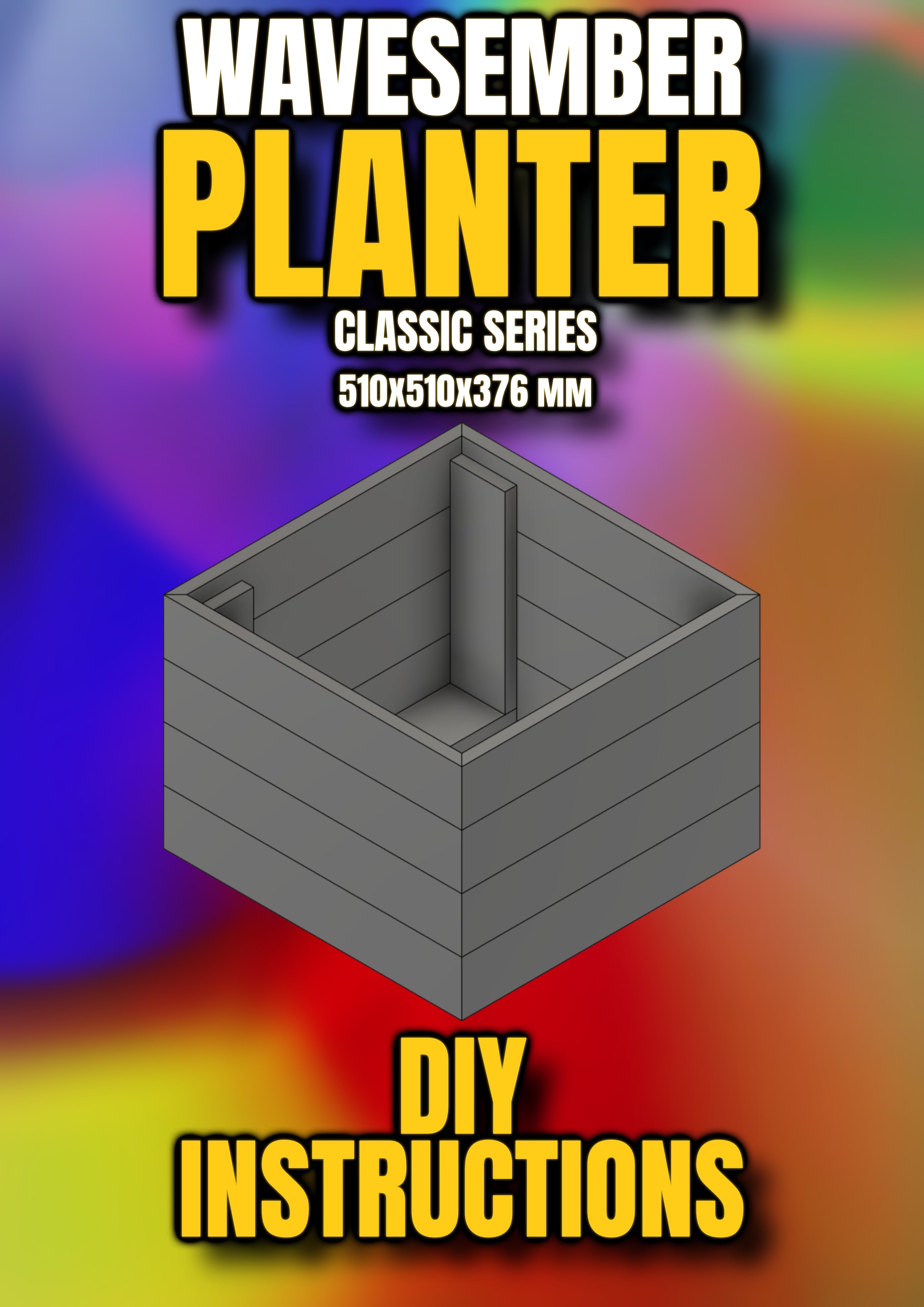 WAVESEMBER Planter – Classic Series (510×510×376 mm) | DIY Woodworking Guide & Build Plans
