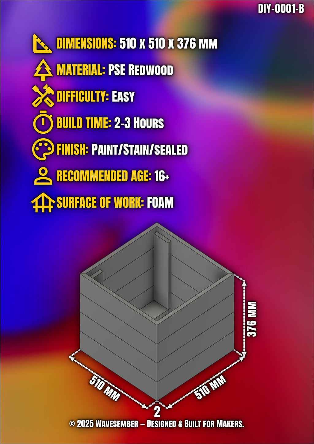 WAVESEMBER - Classic Series Large Square Planter