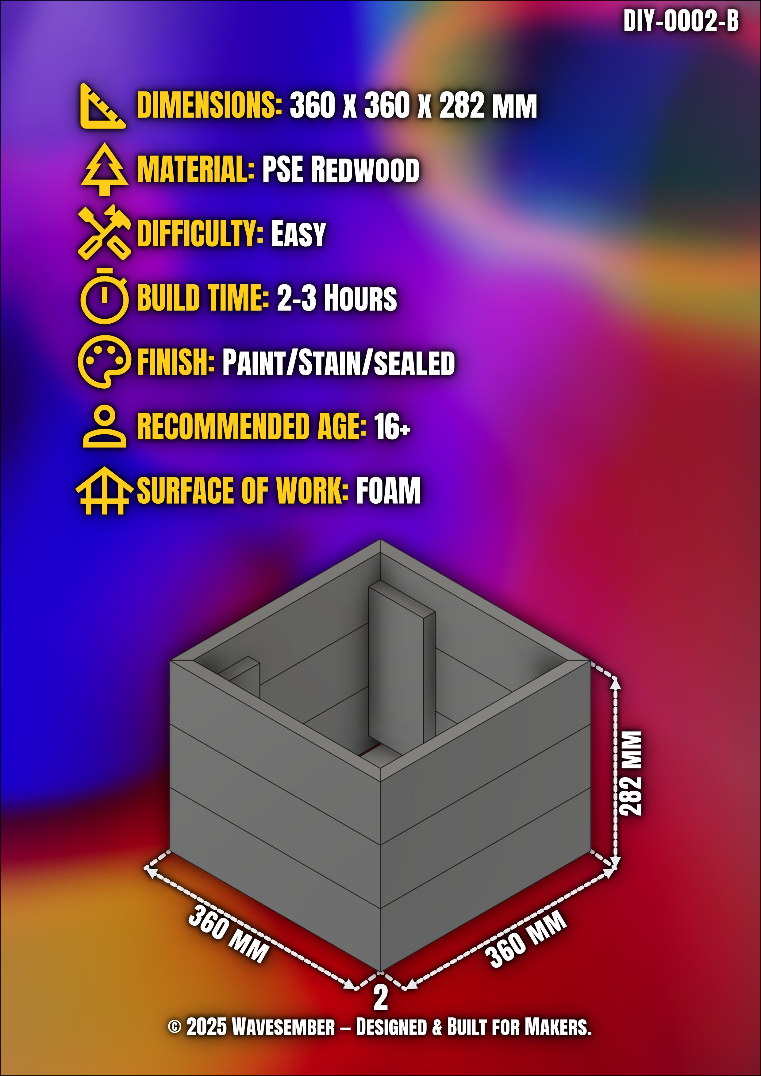 WAVESEMBER - Classic Series Medium Square Planter