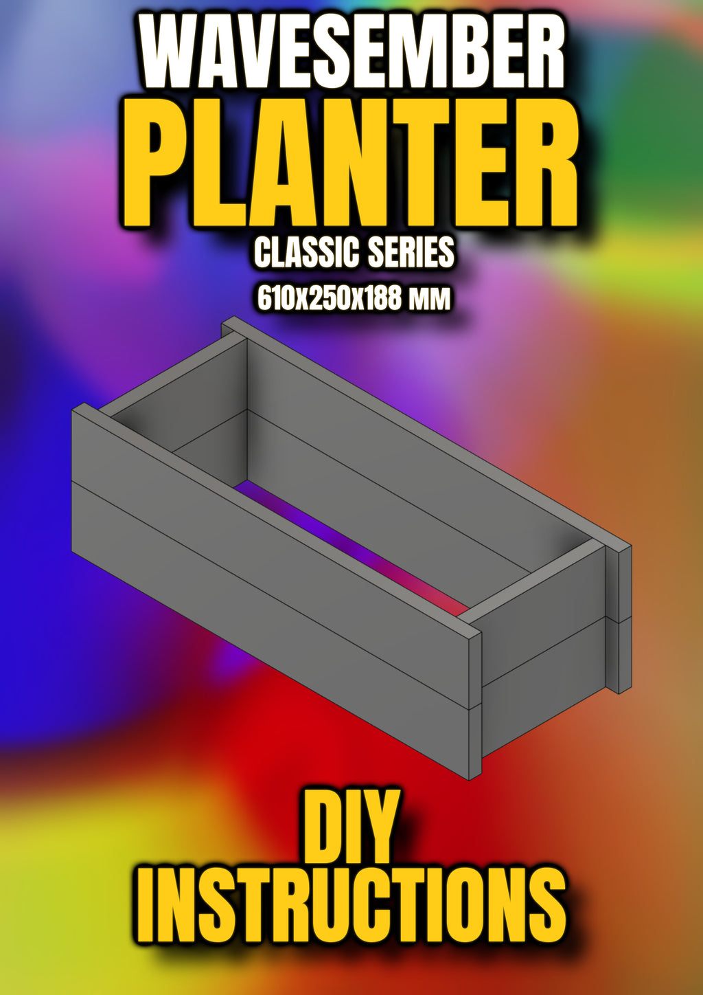 WAVESEMBER Rectangle Planter – Classic Series (610×250×188 mm) | DIY Woodworking Guide & Build Plans