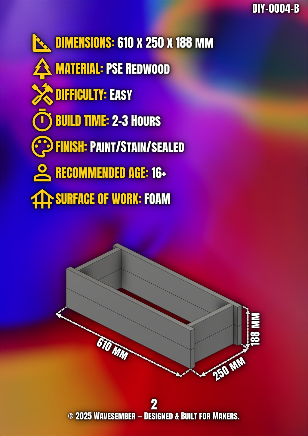 WAVESEMBER - Classic Series Small Rectangular Planter