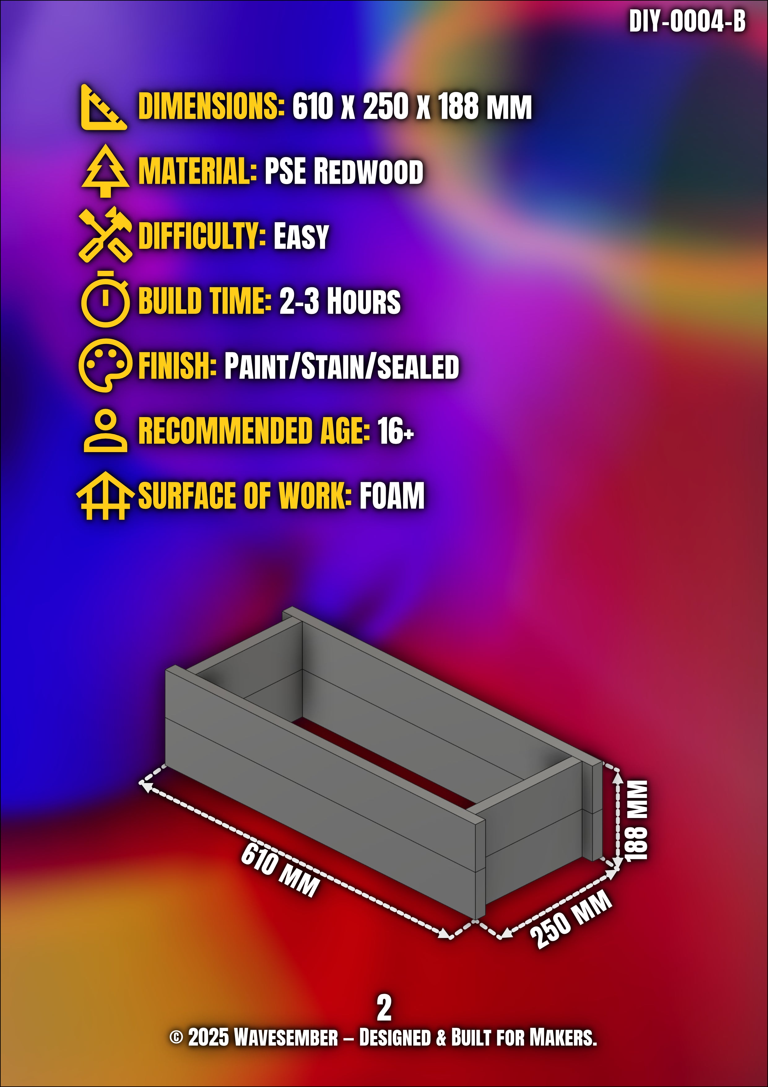 WAVESEMBER - Classic Series Small Rectangular Planter