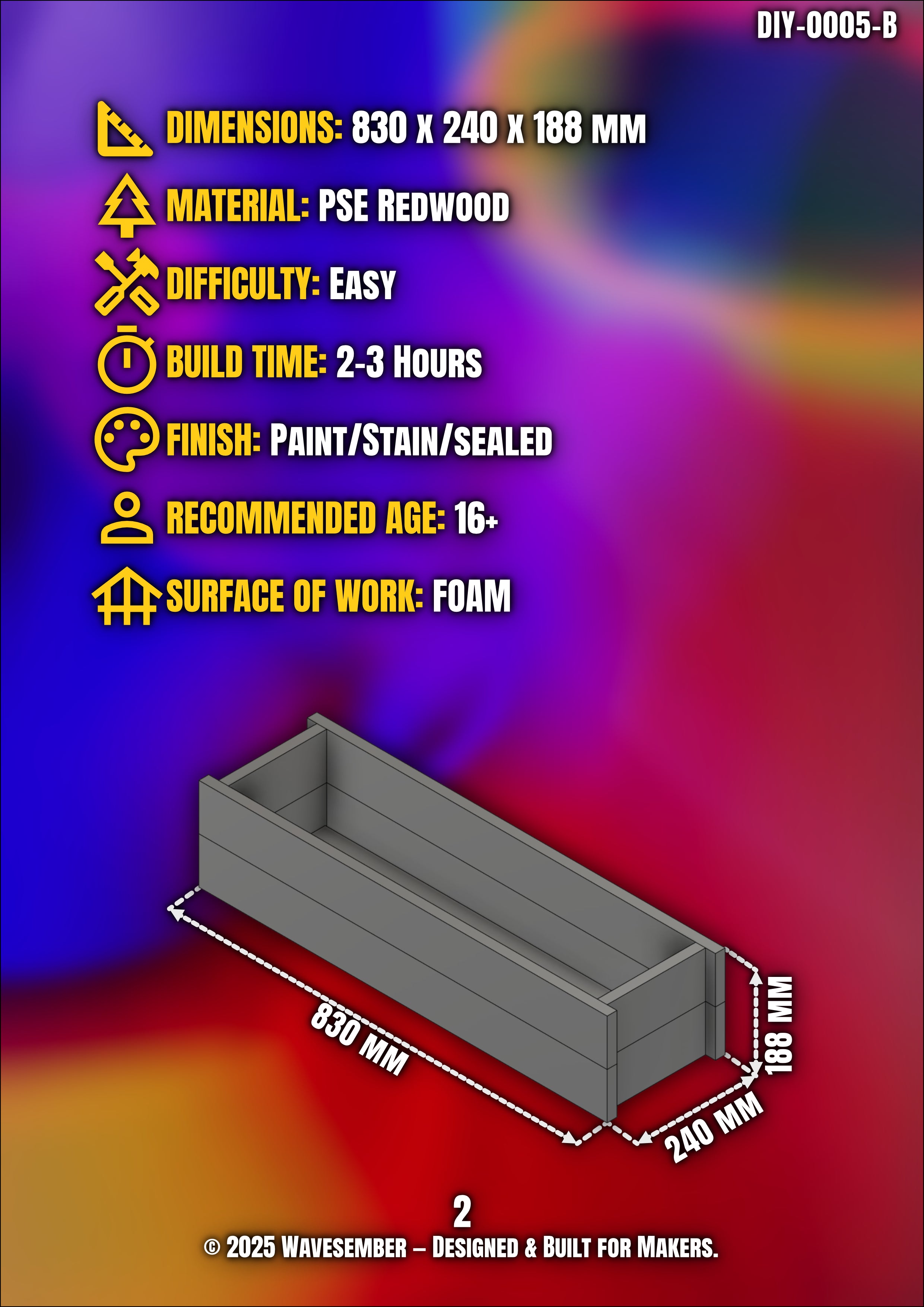 WAVESEMBER - Classic Series Medium Rectangular Planter