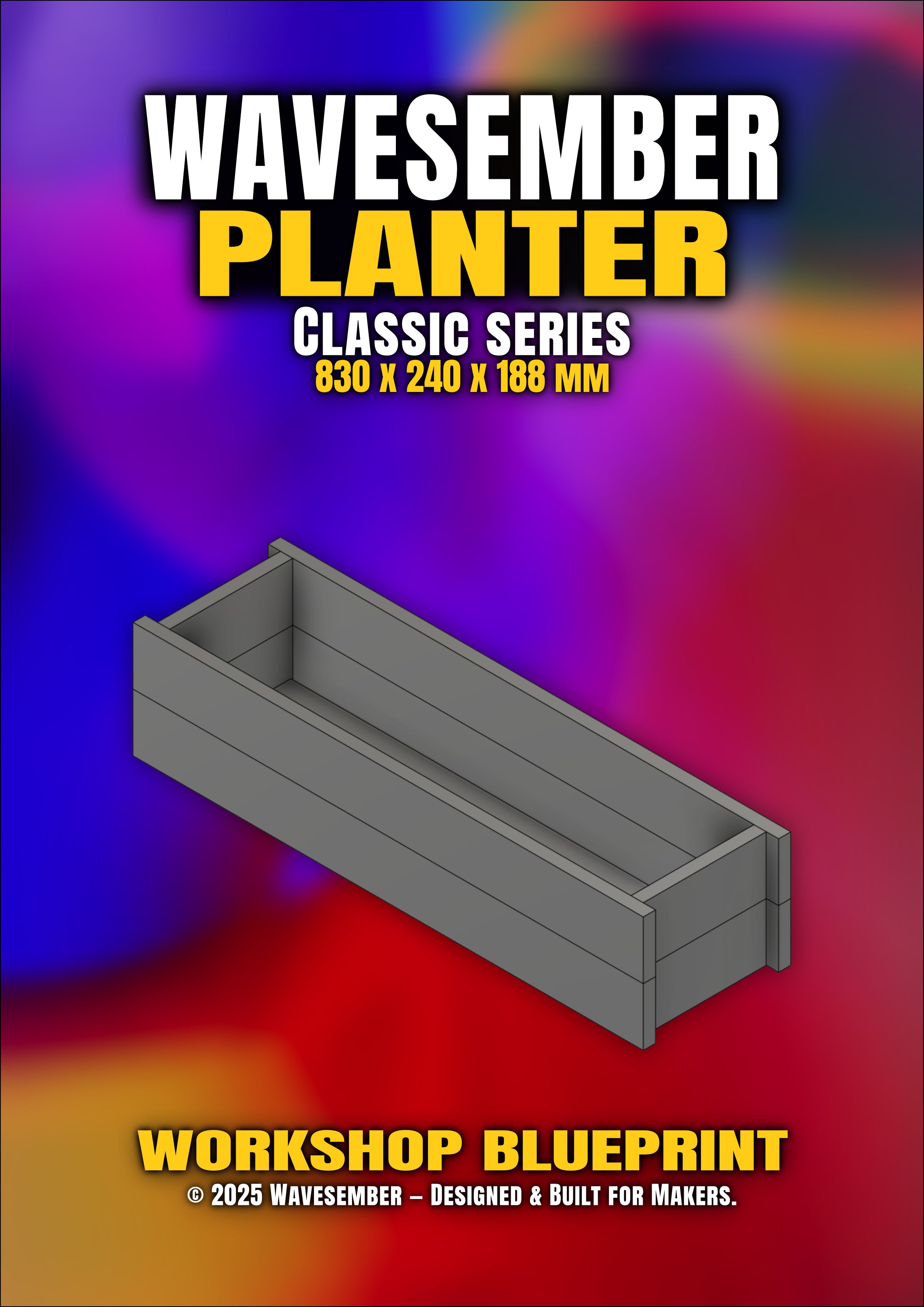 WAVESEMBER - Classic Series Medium Rectangular Planter