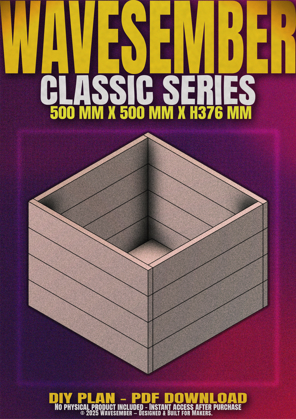 Square Wooden Planter Box Plans (500mm) – DIY PDF