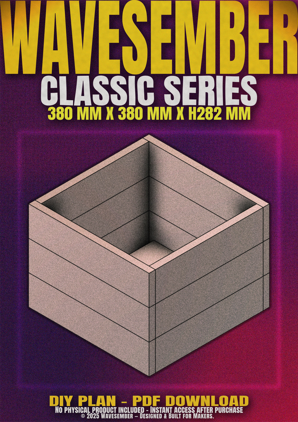 Square Wooden Planter Box Plans (380mm) – DIY PDF