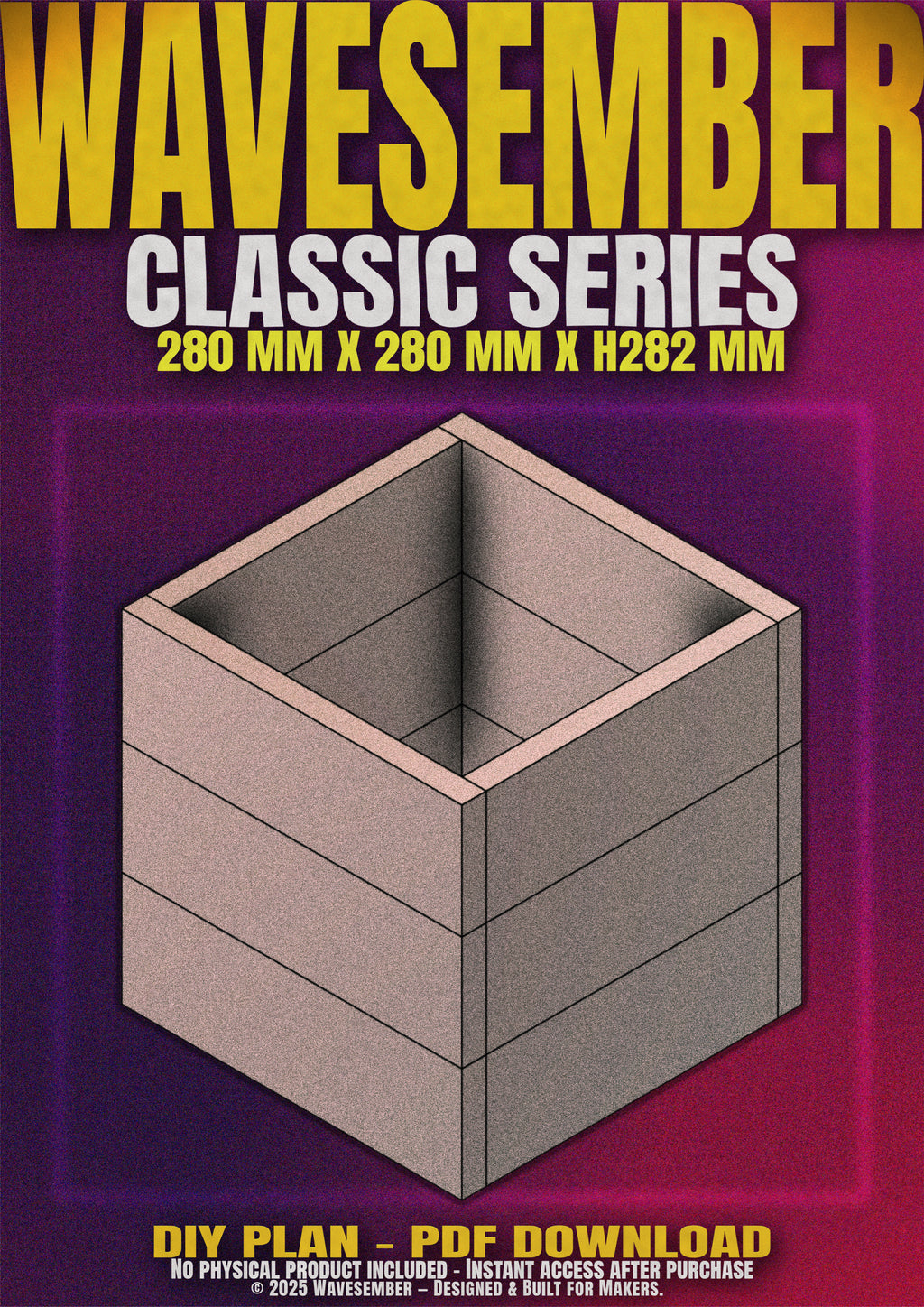 Square Wooden Planter Box Plans (280mm) – DIY PDF