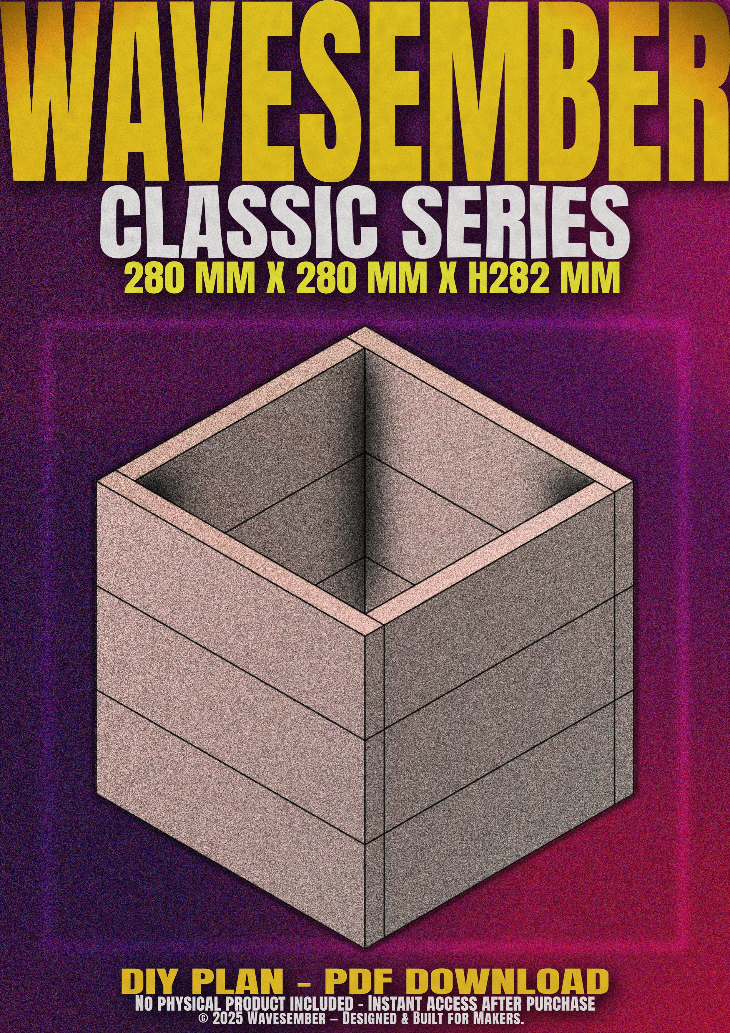 Square Wooden Planter Box Plans (280mm) – DIY PDF